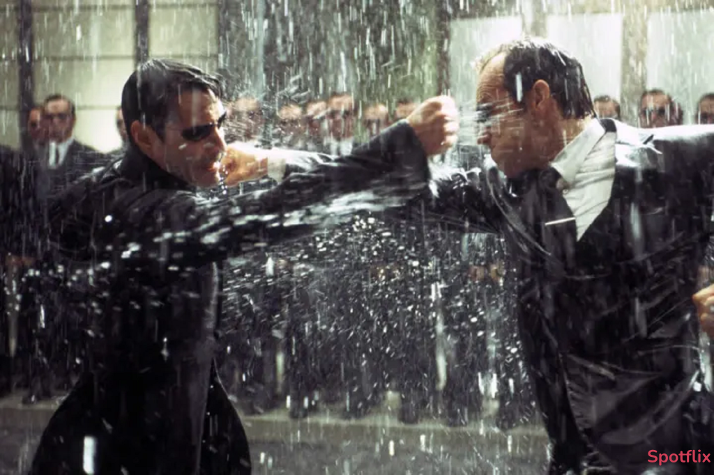 Neo fighting Agent Smith  from The Matrix