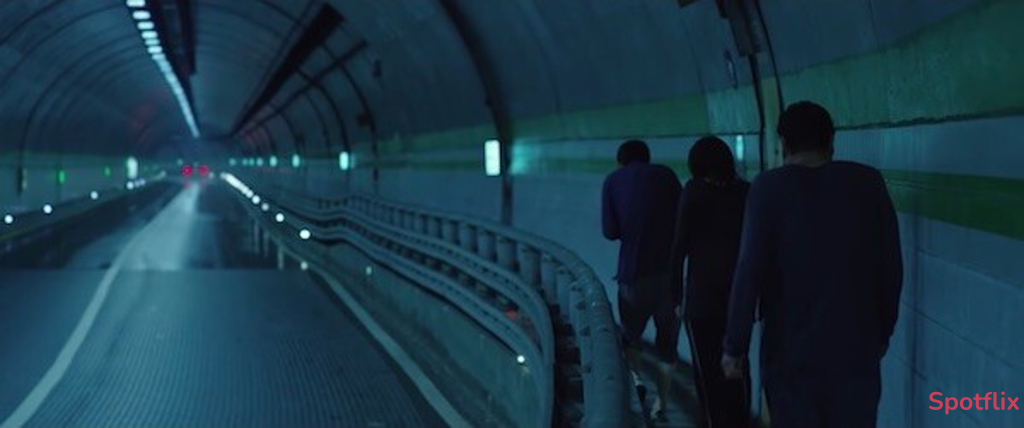 The Kim Family Flees in the Rain from Parasite